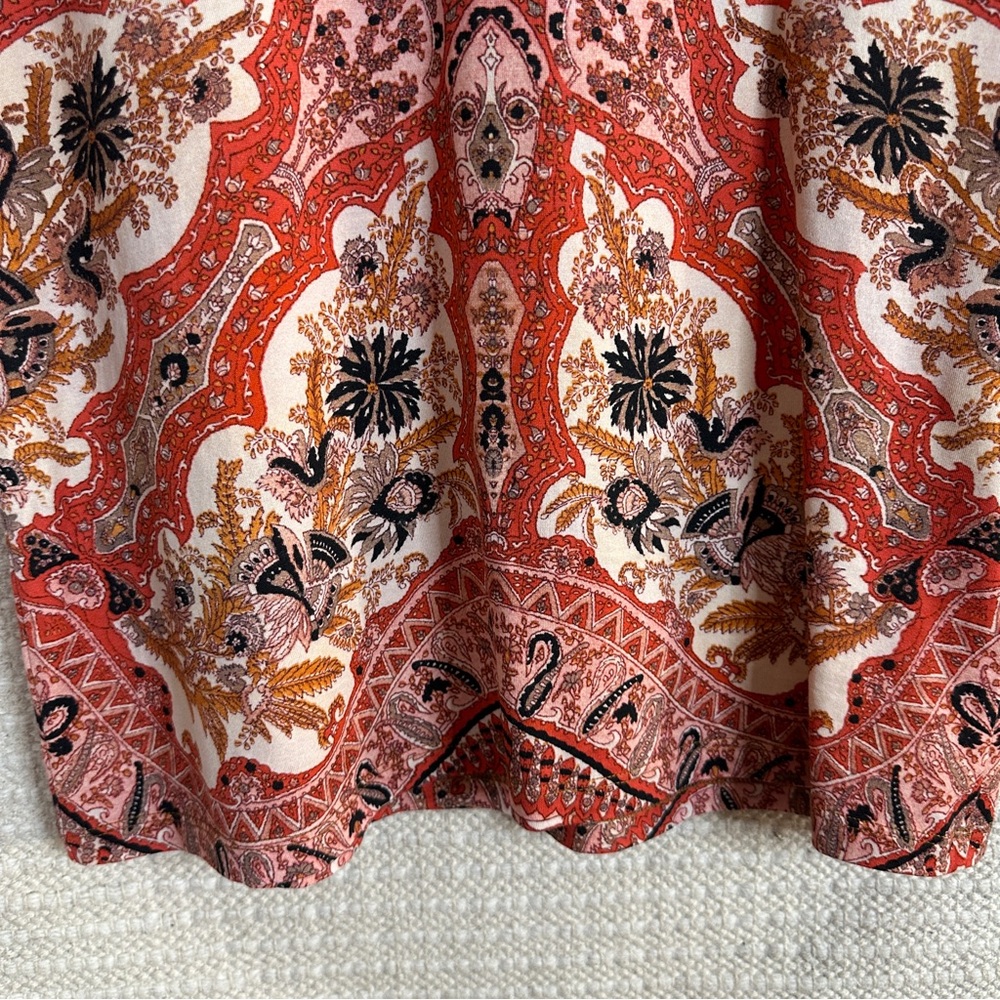 ETRO orange paisley jersey knit v-neck short sleeve tee 44 M - Picture 3 of 6